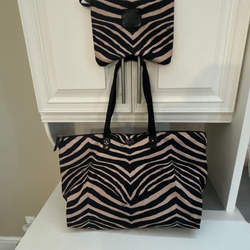 COACH Zebra Print Tote Bag with Bonus Bag